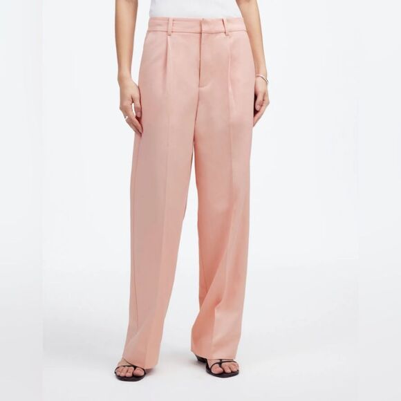 Madewell NWT Slouchy Straight Pants in Drapey Twill Size 6 in Pale Blush - Picture 1 of 16